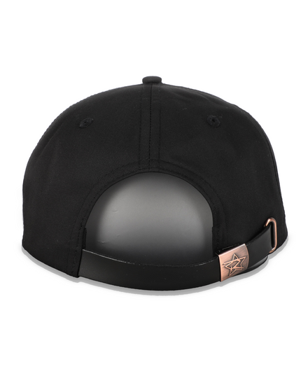 Adjustable leather strap with embossed logo on D3ZIGNER Baseball Cap in Copper 