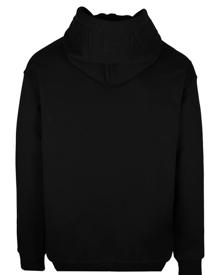 D3ZIGNER Men's Embossed Hoodie back view in Black