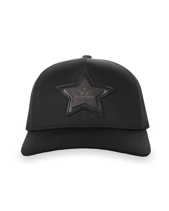 Front view of D3ZIGNER Signature Metal Logo Cap in Gunmetal