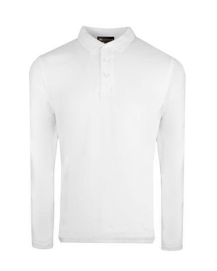 D3ZIGNER Men's Full Sleeve Polo Shirt front view in White