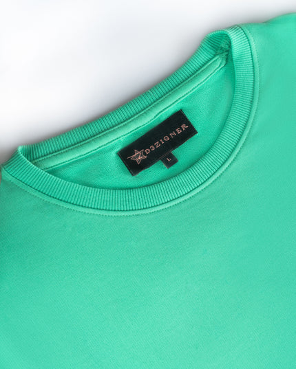 Close up Detail view of Fine Stitching and finishing of D3ZIGNER's Men's Mint Green Sweatshirt