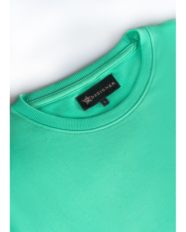 Close up Detail view of Fine Stitching and finishing of D3ZIGNER's Men's Mint Green Sweatshirt