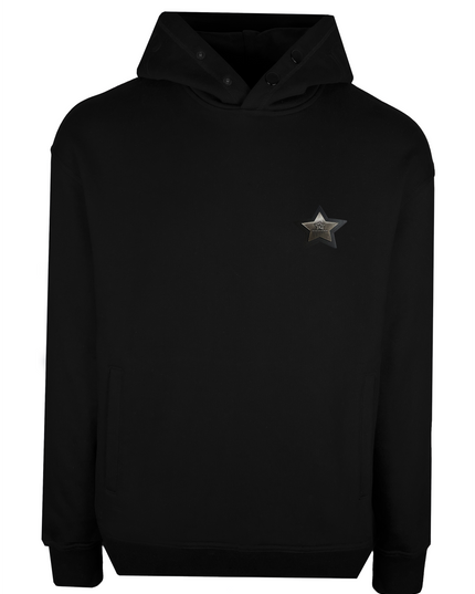 D3ZIGNER Men's Embossed Hoodie front view in Black