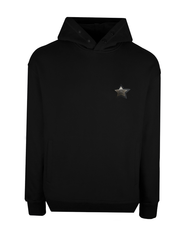 D3ZIGNER Men's Embossed Hoodie front view in Black