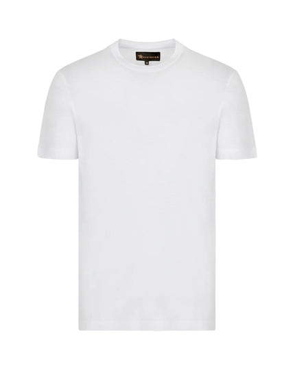 Men's white Supima cotton crew neck t-shirt.