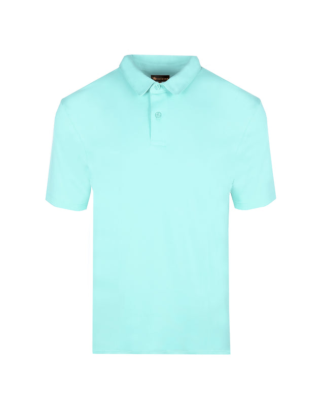 D3ZIGNER Men's Ultra Soft Supima Cotton Polo T-Shirt front view in Sky Blue