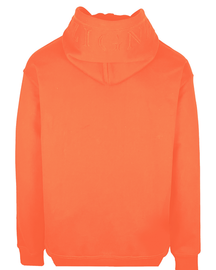 D3ZIGNER Men's Embossed Hoodie back view in Orange