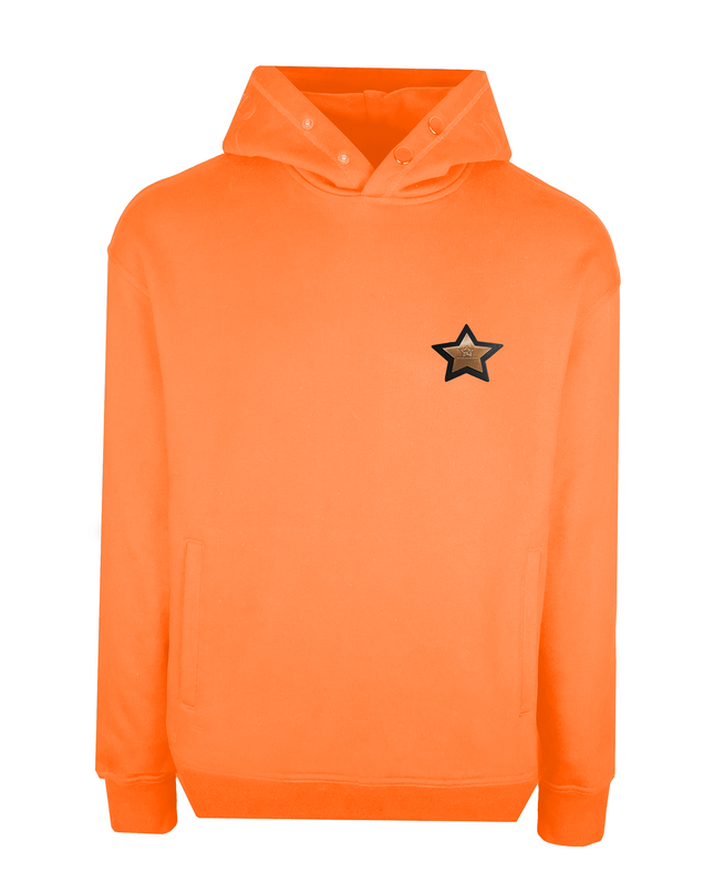 D3ZIGNER Men's Embossed Hoodie front view in Orange