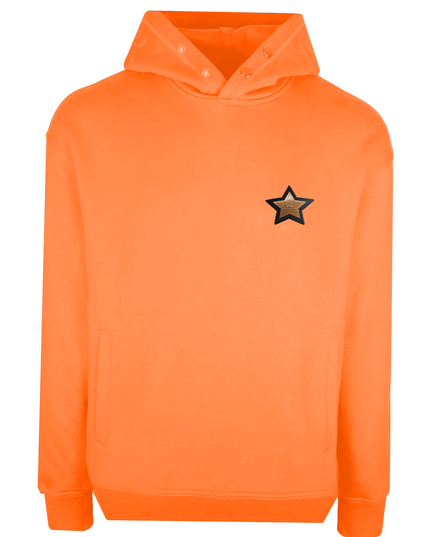 D3ZIGNER Men's Embossed Hoodie front view in Orange