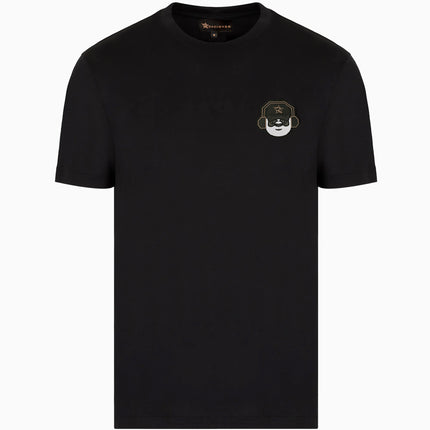 D3ZIGNER Signature Panda Crew Neck T-Shirt front view in black