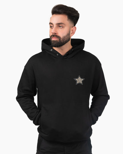 Stylish look with D3ZIGNER Men's Embossed Hoodie in Black