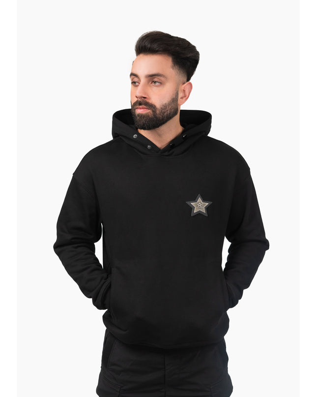 Stylish look with D3ZIGNER Men's Embossed Hoodie in Black