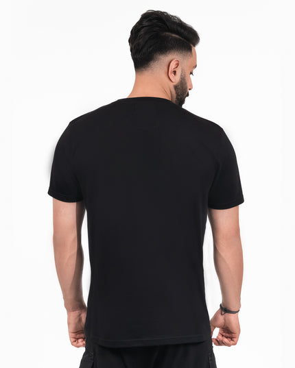 D3ZIGNER Signature Panda Crew Neck T-Shirt back view in black